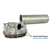Stainless steel liquid single cartridge housing with close up of lid and seals