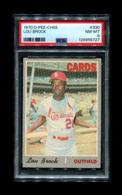 1970 Lou Brock O-Pee-Chee #330 Cardinals PSA 8