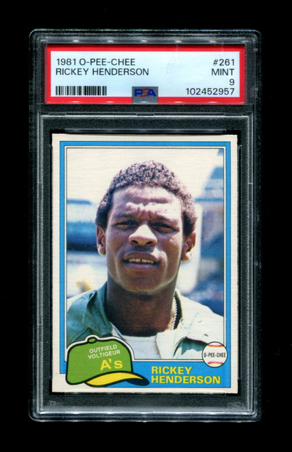 1981 Rickey Henderson O-Pee-Chee #261 Athletics PSA 9