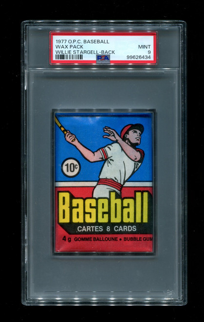 1977 O-Pee-Chee Baseball Wax Pack - Willie Stargell on Back PSA 9