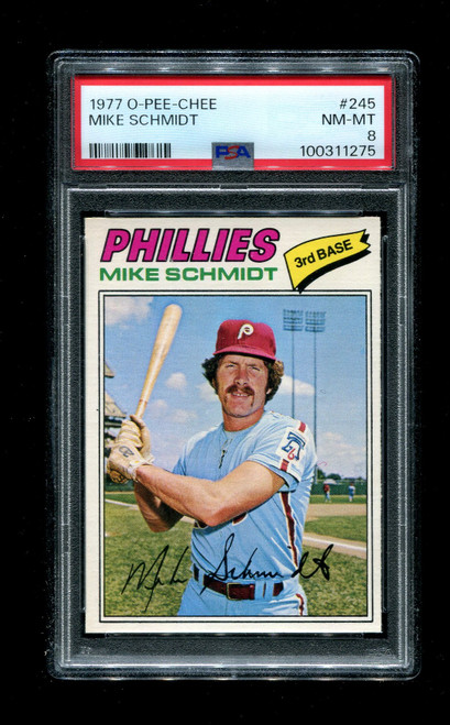 1977 Mike Schmidt O-Pee-Chee #245 Phillies PSA 8