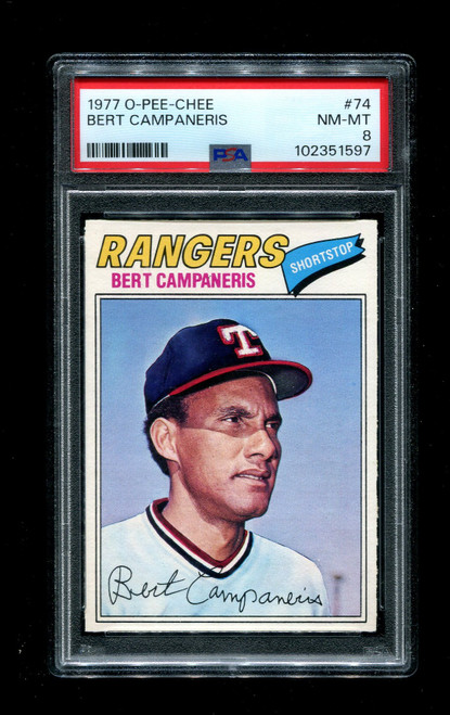 1977 Bert Campaneris O-Pee-Chee #74 Rangers PSA 8