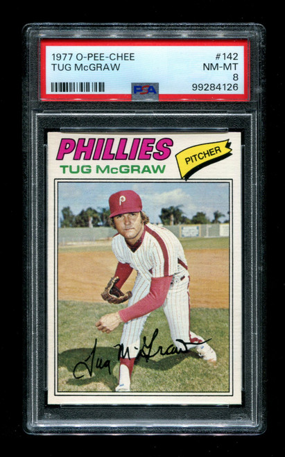 1977 Tug McGraw O-Pee-Chee #142 Phillies PSA 8