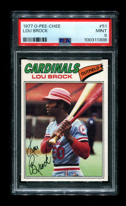 1977 Lou Brock O-Pee-Chee #51 Cardinals PSA 9