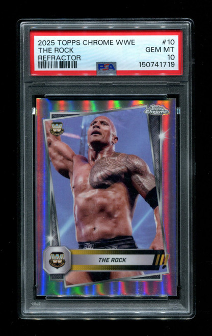 2025 The Rock Topps Chrome #10 WWE Refractor PSA 10