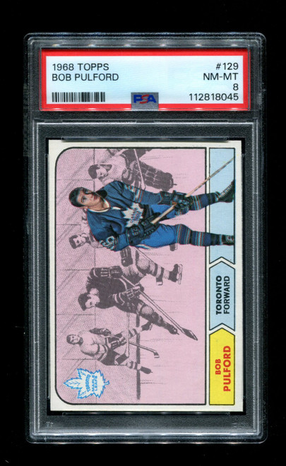 1968 Bob Pulford Topps #129 Maple Leafs PSA 8