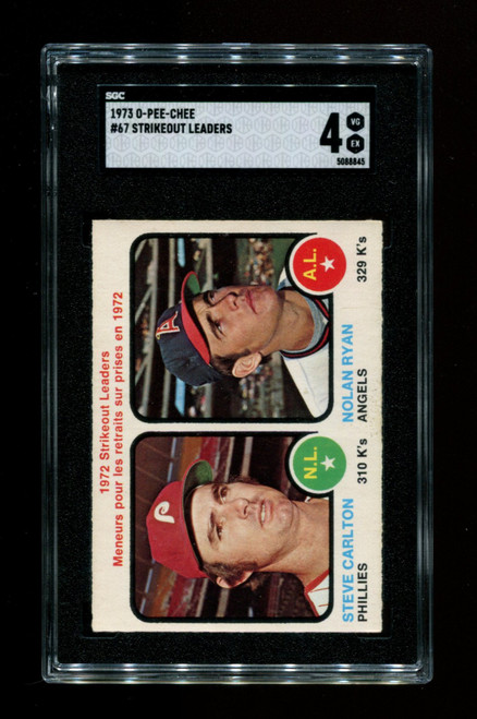 1973 Strikeout Leaders O-Pee-Chee #67 Nolan Ryan/Steve Carlton SGC 4