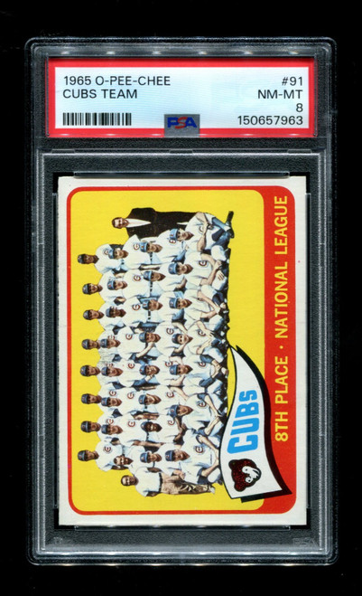 1965 Chicago Cubs O-Pee-Chee #91 Team Card PSA 8
