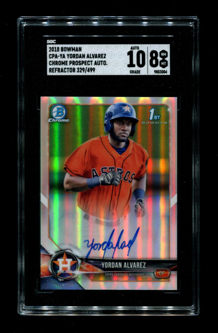 2018 Yordan Alvarez Bowman Chrome Prospects Refractor /499 Auto SGC 8/10