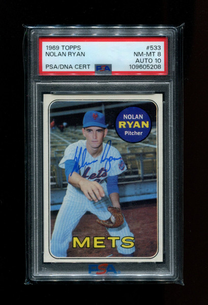 Nolan Ryan 1969 Topps #533 PSA 8 Auto 10