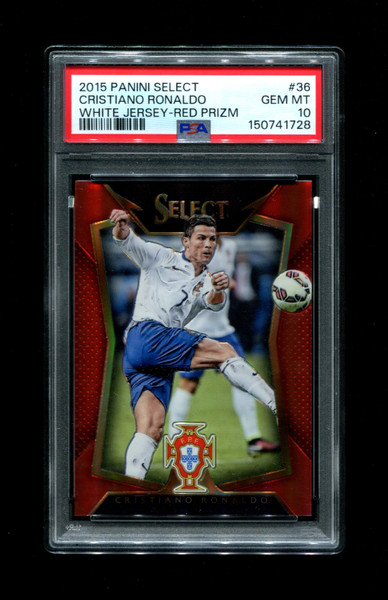 2015 Cristiano Ronaldo Select #36 White Jersey - Red Prizm /199 PSA 10