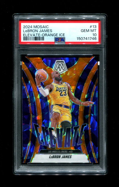2024 LEBRON JAMES MOSAIC 13 ELEVATE ORANGE ICE /49 Lakers PSA 10