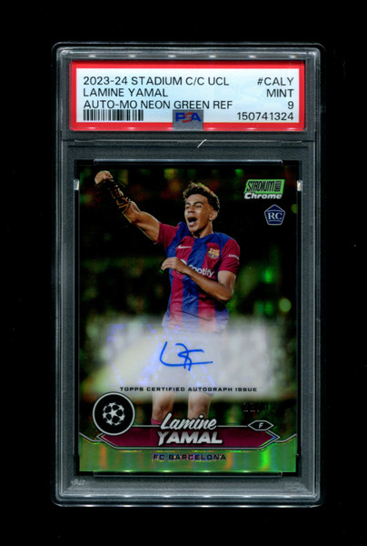 2023/24 Lamine Yamal Stadium Club /99 RC Neon Green Auto PSA 9