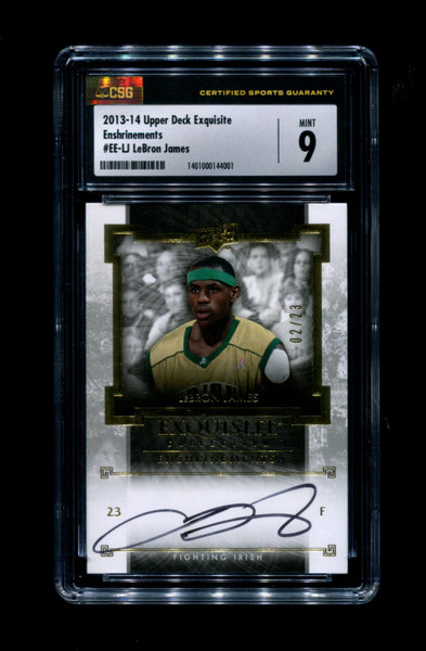 2013 Lebron James Upper Deck Exquisite enshrinements /23 CSG 9 Auto 10