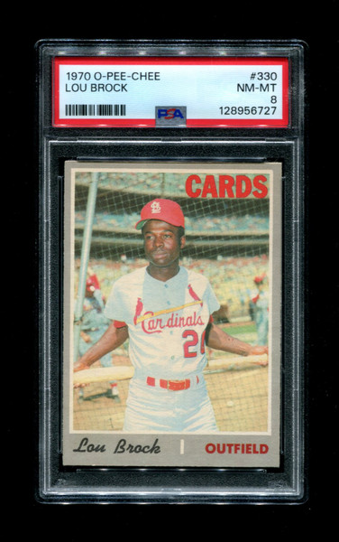 1970 Lou Brock O-Pee-Chee #330 Cardinals PSA 8