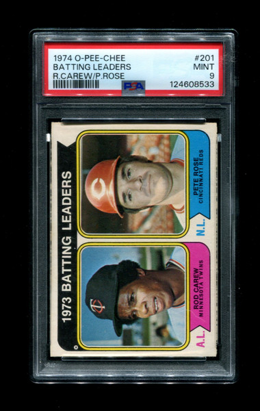 1974 Batting Leaders O-Pee-Chee #201 Pete Rose/Rod Carew PSA 9