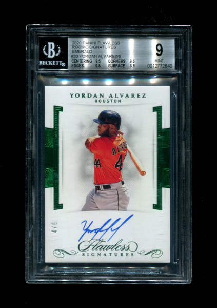 2020 Yordan Alvarez Flawless /5 Rc Emerald signatures Astros Auto BGS 9 