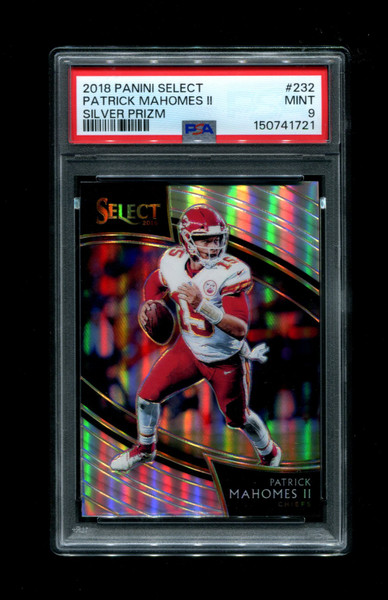 2018 Patrick Mahomes Select #232 Field Level Silver Prizm Chiefs PSA 9
