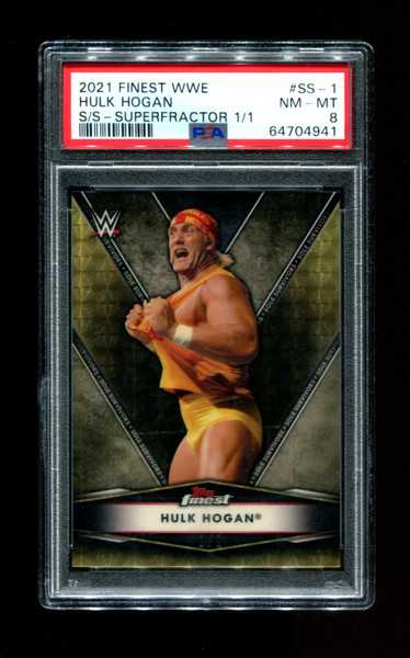 2021 Hulk Hogan Topps Finest WWE 1/1 Superfractor PSA 8