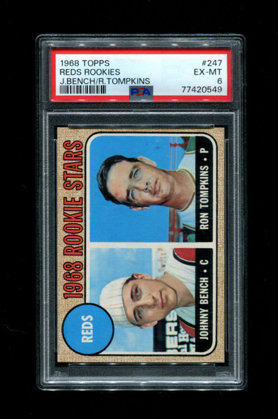 1968 Johnny Bench Topps #247 Reds Rookies PSA 6
