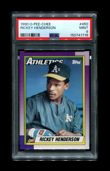 1990 Rickey Henderson O-Pee-Chee #450 Athletics PSA 9