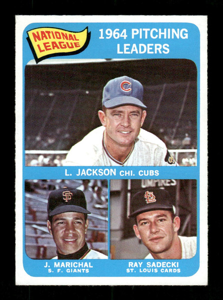 1965 NL Pitching Leaders O-Pee-Chee #10 Marichal/Sadecki/Jackson *5084