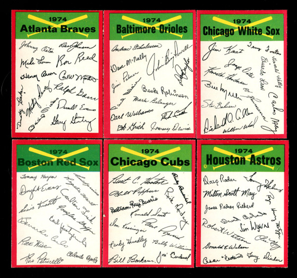 1974 O-Pee-Chee Baseball Team Checklists Complete 24 Card Set (unmarked)