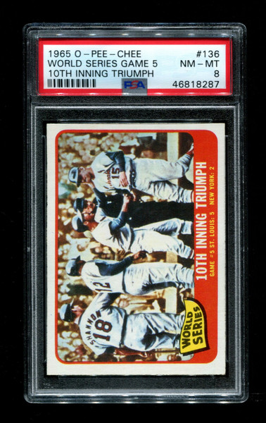 1965 World Series O-Pee-Chee #136 10th Inning Triumph PSA 8