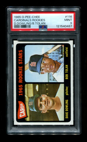 1965 Cardinals Rookie Stars O-Pee-Chee #116 Dowling, Bob Tolan PSA 9