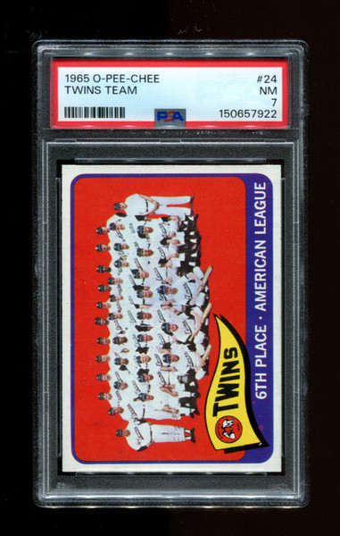 1965 Minnesota Twins O-Pee-Chee #24 Team Card PSA 7
