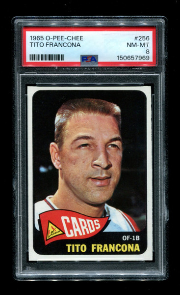 1965 Tito Francona O-Pee-Chee #256 Cardinals PSA 8