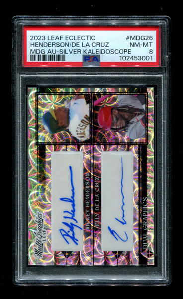2023 Rickey Henderson/Elly Dela Cruz Leaf Multi Graphics /5 Auto PSA8