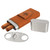 Rawhide Leatherette Wrapped Stainless Steel Cigar Case with Cutter