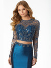 Two piece prom dress in taffeta and sheer mesh long sleeve dress mori lee 42071