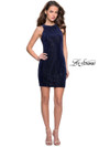 Velvet High Neckline La Femme Short Dress 26789