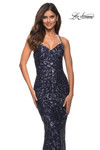Sequin Print V-Neck La Femme Prom Dress 30150