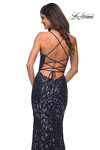 Sequin Print V-Neck La Femme Prom Dress 30150