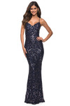 strappy open back sequin prom dress la femme 30150