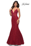 red lace mermaid dress la femme 30320