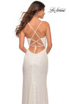 white open back sequin plunging V-neck prom dress la femme 30388