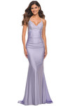 beaded V-neck ruched jersey prom dress la femme 30503