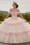 Champagne/ Blush Rosette Tulle Vizcaya by Morilee Quinceanera Dress 89433
