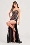 Black/Multi V-neck Ellie Wilde Dress EW35069