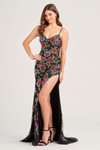 Black/Multi V-neck Ellie Wilde Dress EW35069