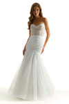 White Ruched Mermaid Morilee 49046 Prom Dress