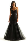 Black Ruched Mermaid Morilee 49046 Prom Dress