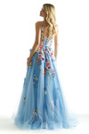 Bahama Blue 3D Floral Morilee 49074 Prom Dress