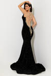 Black Illusion Embroidered Back Jasz Couture Prom Dress 7512