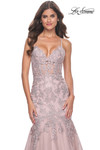 La Femme Mermaid Prom Dress in Mauve
