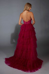 Raspberry dress with V-open back Alyce Paris 61859